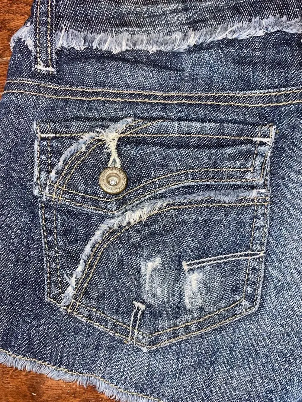 Blue Asphalt Y2K Low Rise Denim Women’s Small Distressed Dark Wash Micro‎ Shorts